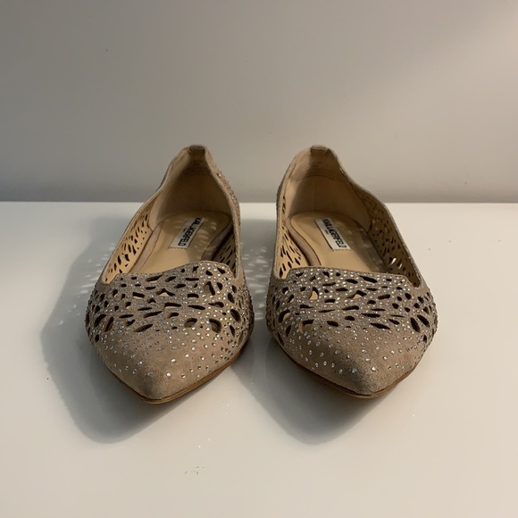 Karl Lagerfeld Size 8.5 US Hand Embroidered Crystal and Genuine Suede Flats - Picture 5 of 10